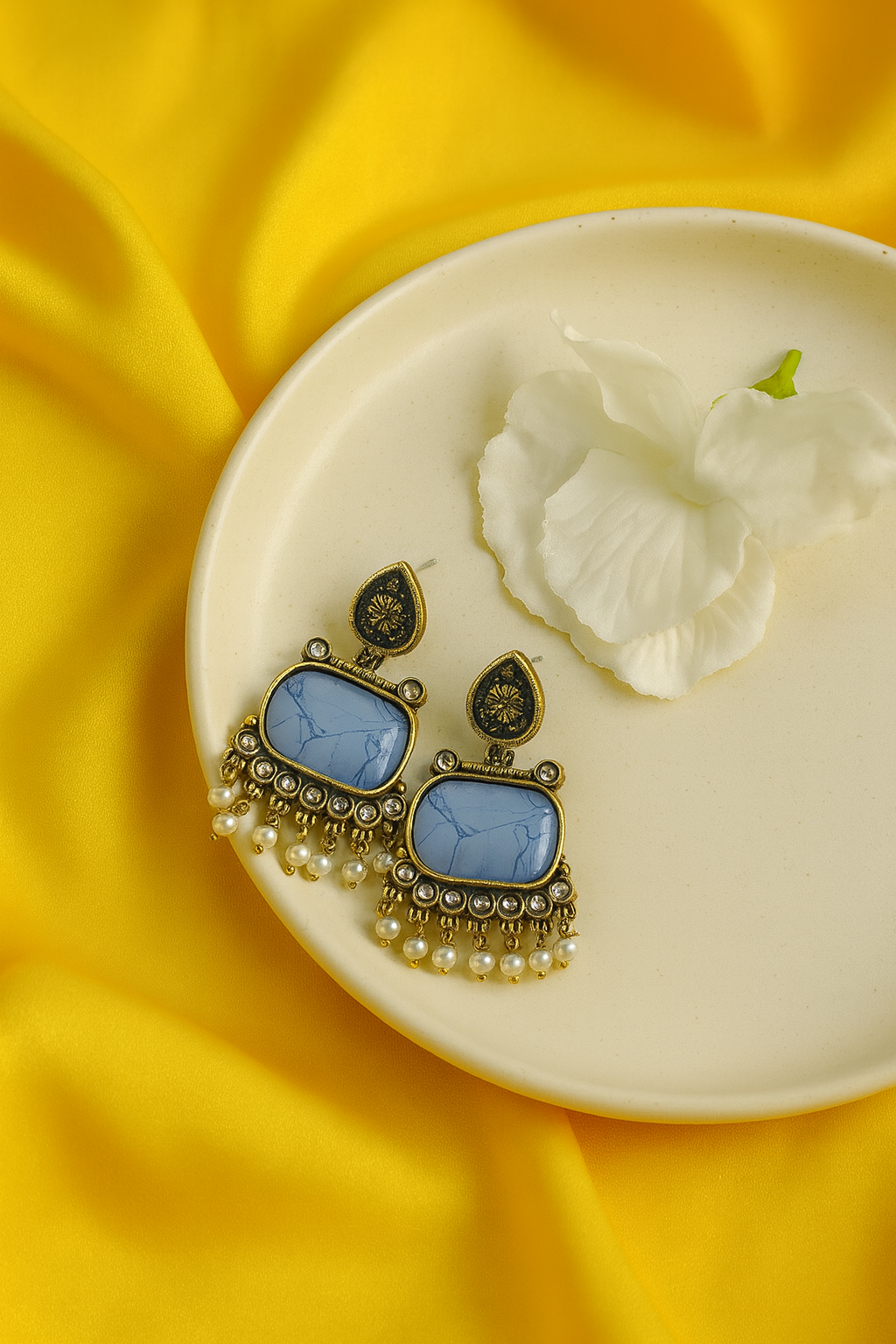 Blue Mist Rectangular Earrings