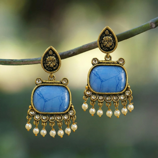 Blue Mist Rectangular Earrings