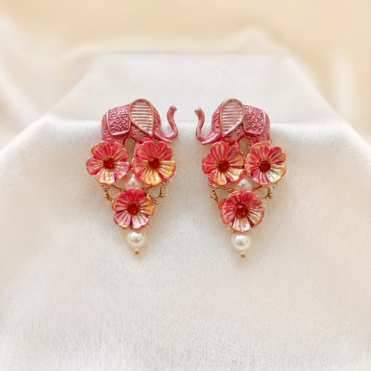 Jaipur Pink Elephant Earrings