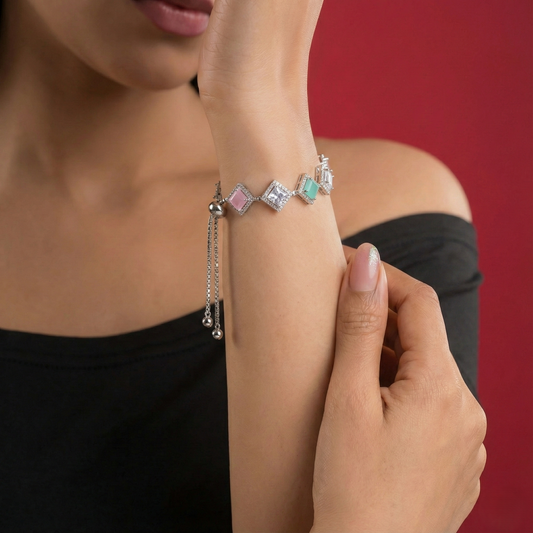 Geometric Pastel Crystal Bracelet