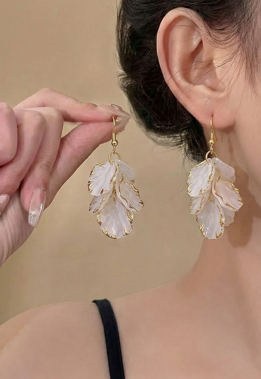 Luminous White Petals Earrings