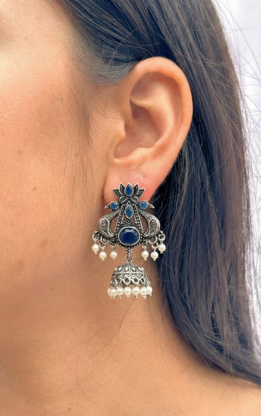 Royal Azure Peacock Jhumkas