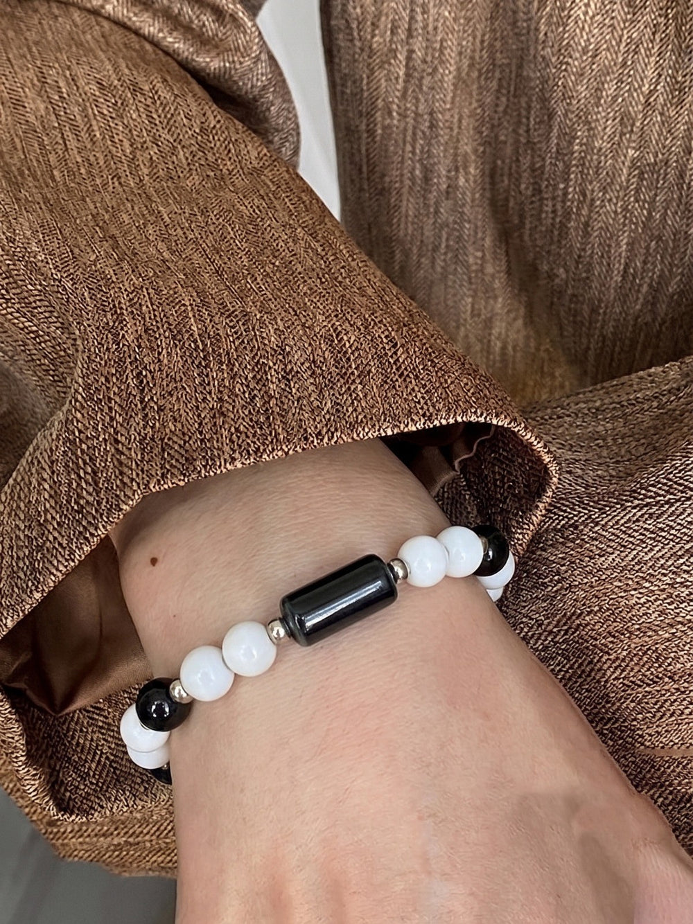 The Tuxedo Twist Ceramic Barrel Charm