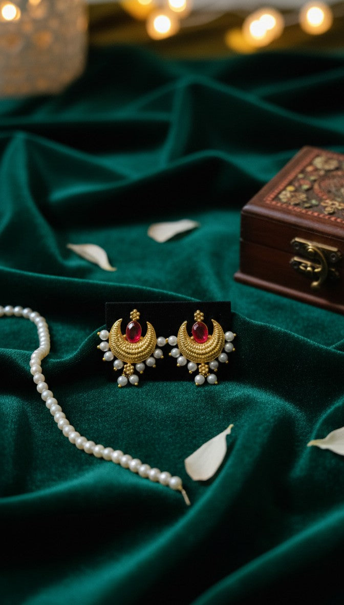 Ruby Crescent Chandbali