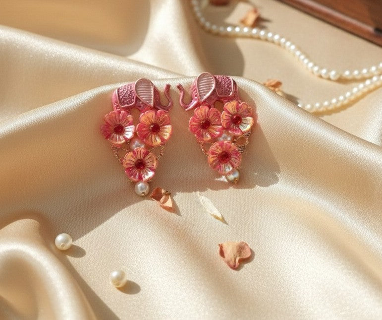 Jaipur Pink Elephant Earrings
