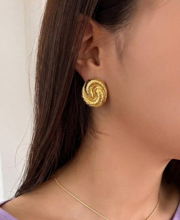 The Golden Cosmic Swirl Studs