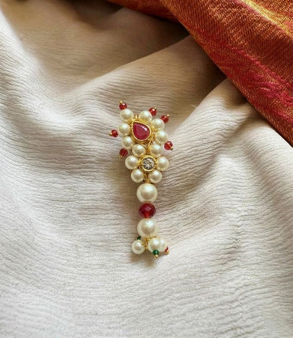 The Shahi Pearl & Ruby Saree Brooch