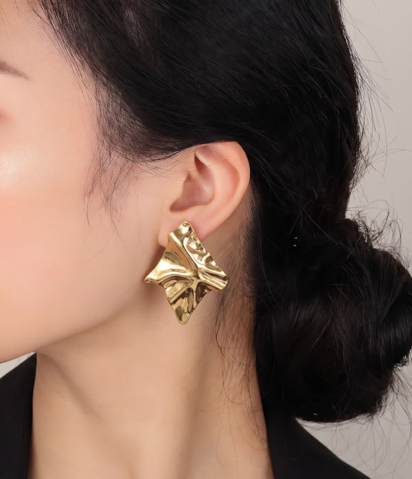 The Golden Origami Ripple Studs