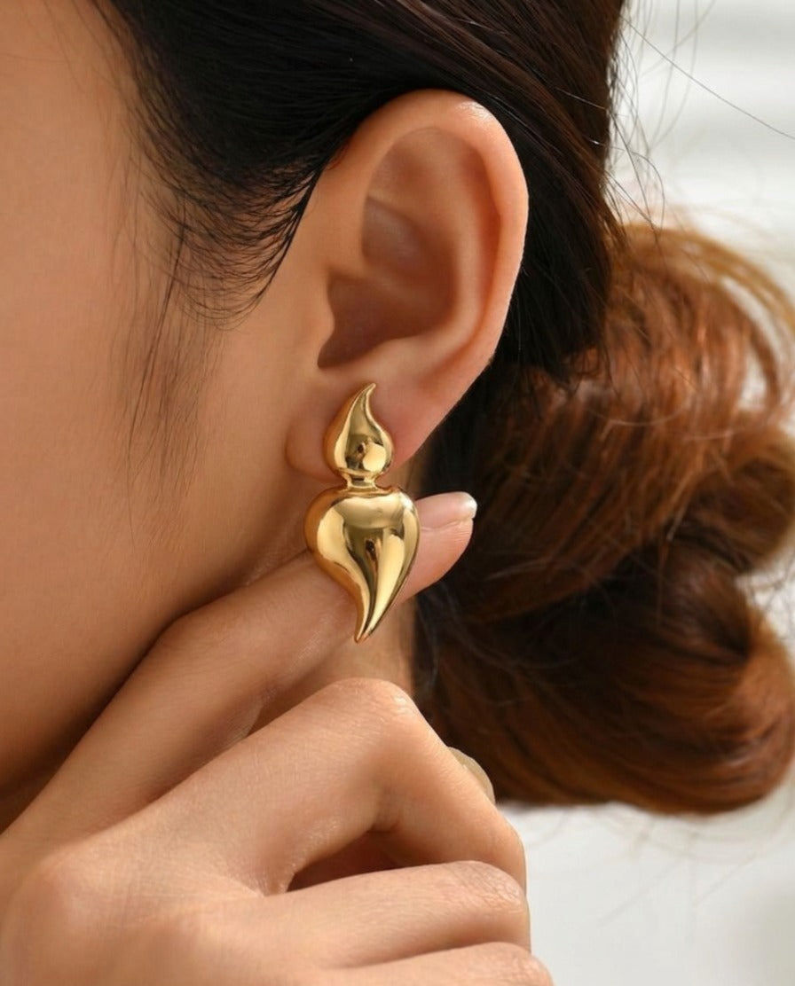 The Golden Liquid Flame Drop Studs