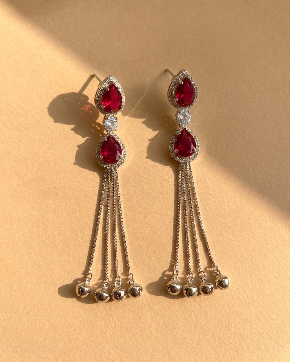 Ruby Cascade Kashmiri Earrings
