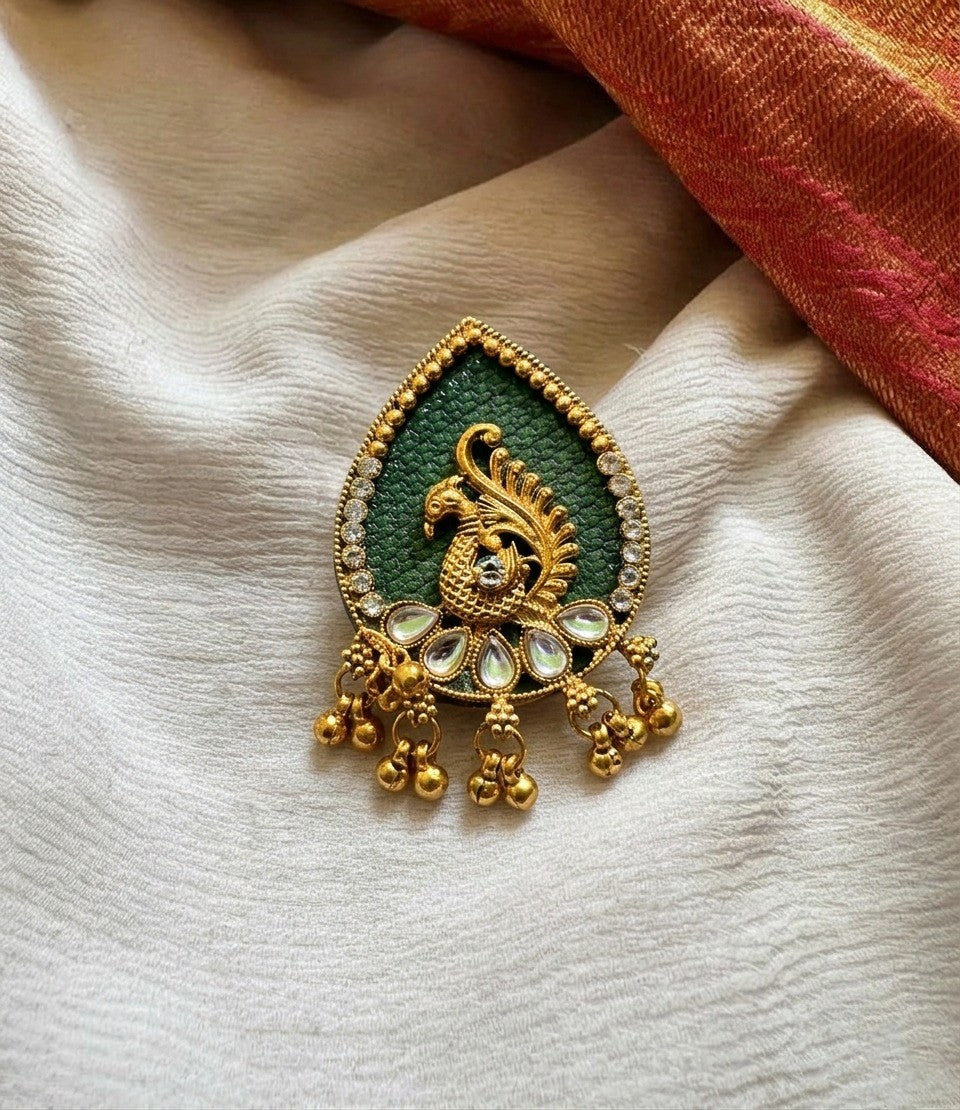 The Mayura Emerald Saree Brooch