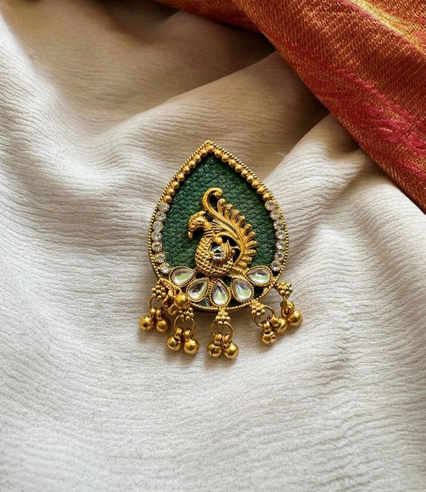 The Mayura Emerald Saree Brooch