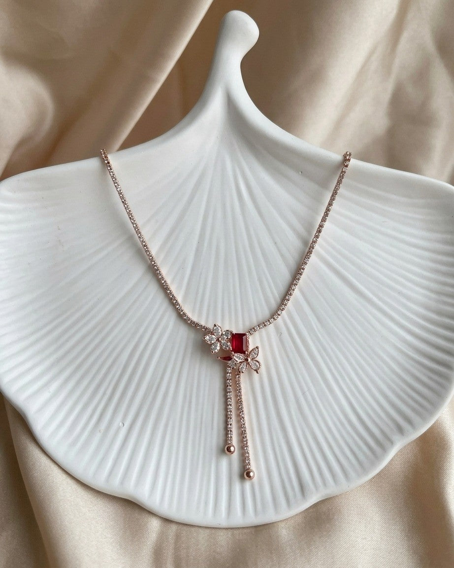 The Crimson Blossom Royal Drop Necklace