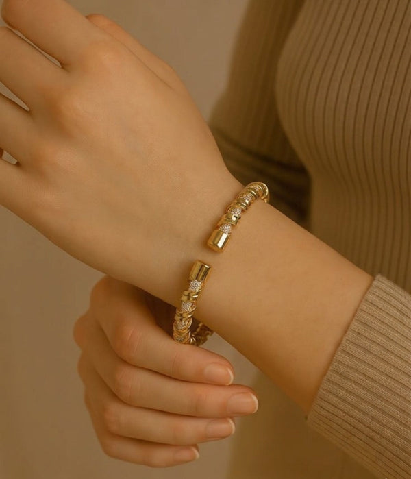 The Golden Twirl Pavé Cuff