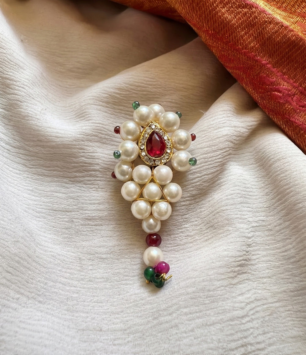 The Shahi Pearl Guchha Saree Brooch