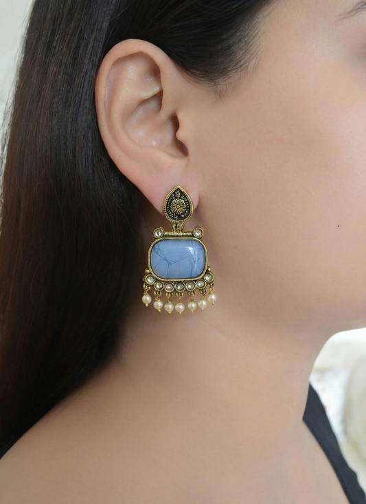Blue Mist Rectangular Earrings