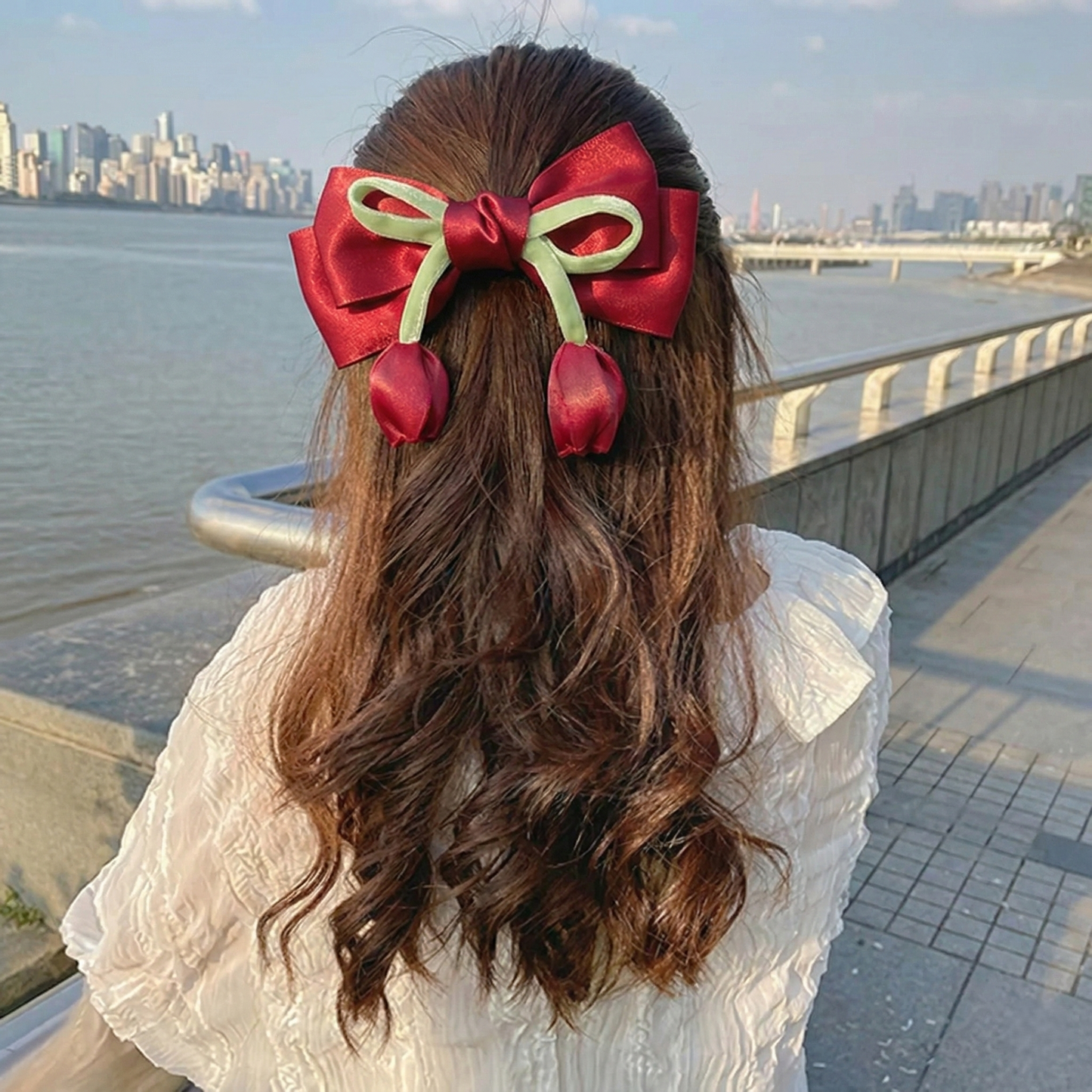 Secret Garden Light Red Tulip Bow