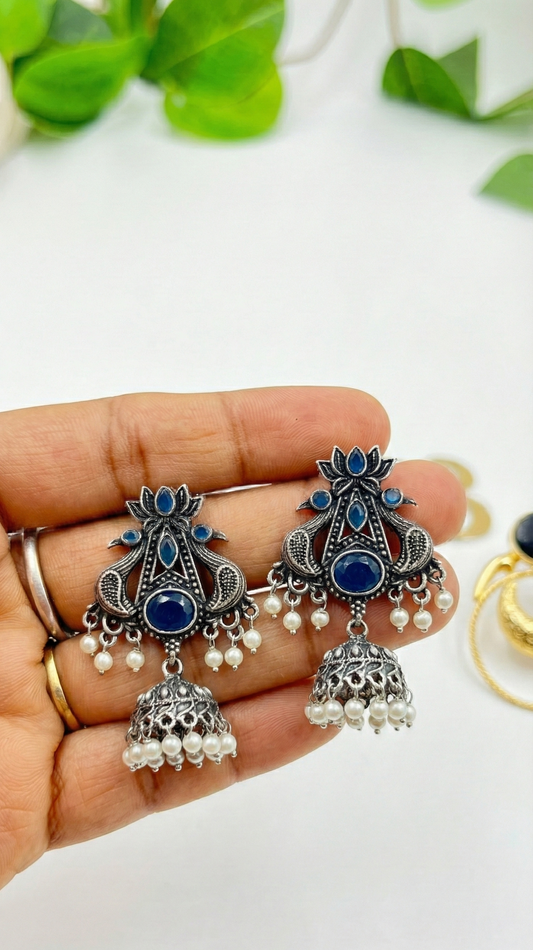 Royal Azure Peacock Jhumkas