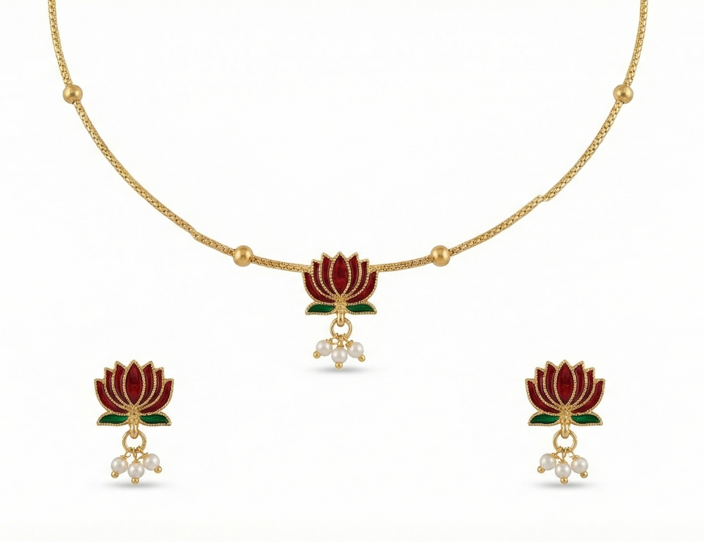 Royal Red Lotus Necklace set