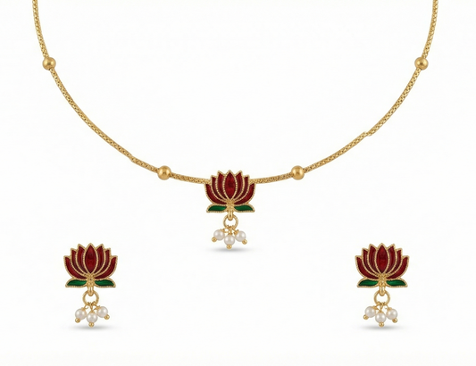 Royal Red Lotus Necklace set