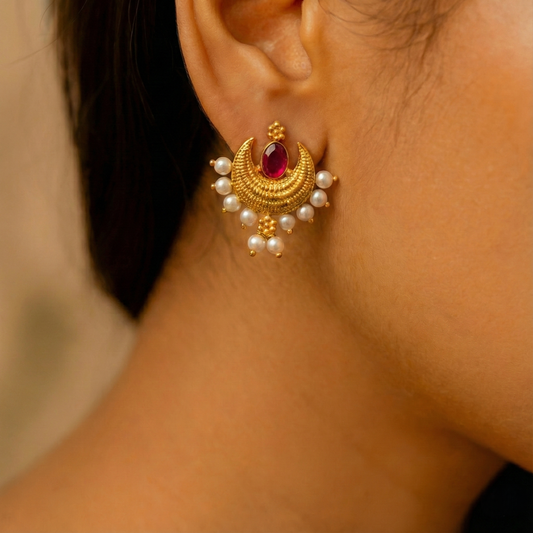 Ruby Crescent Chandbali