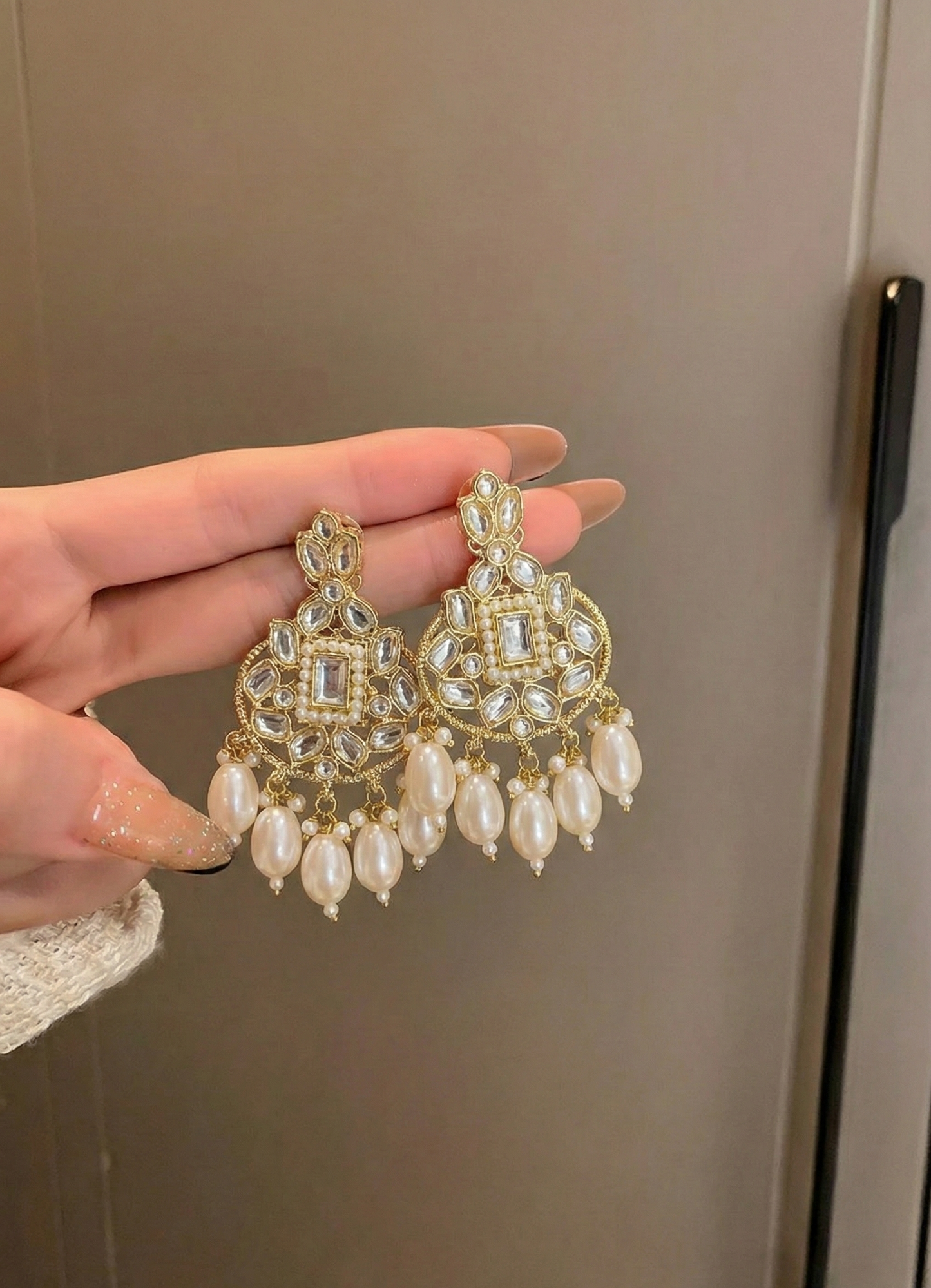 White Pearl Floral Drop Earrings