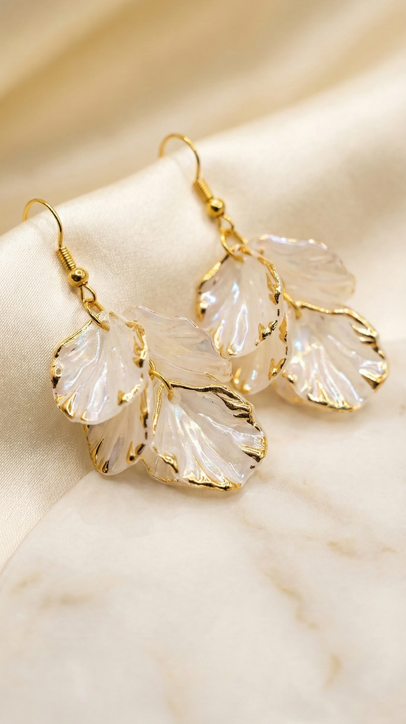 Luminous White Petals Earrings