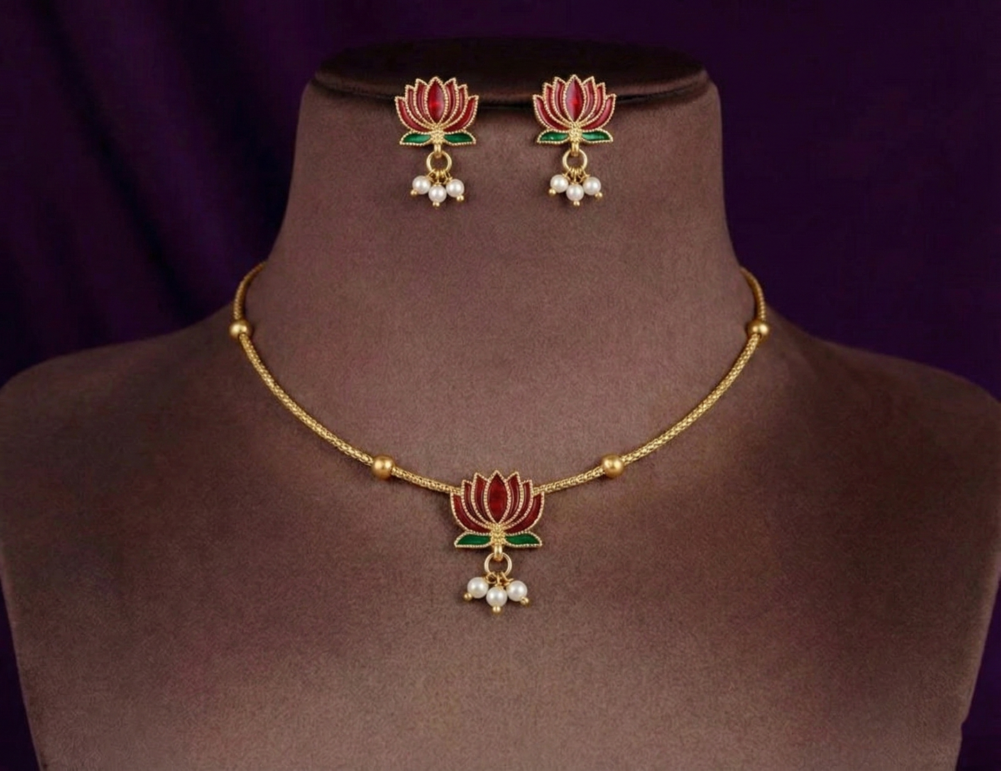 Royal Red Lotus Necklace set