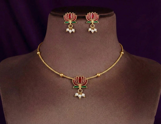 Royal Red Lotus Necklace set