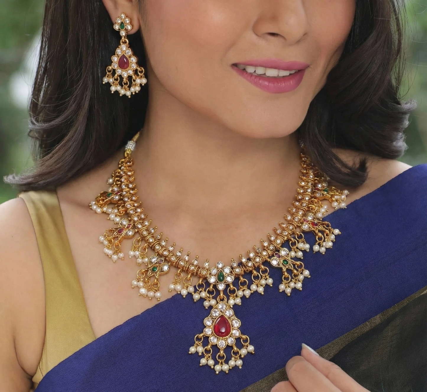 Maharani Green Emerald Haram Combo