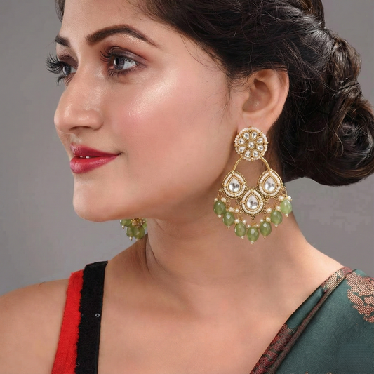 Floral Kundan Drop Earrings