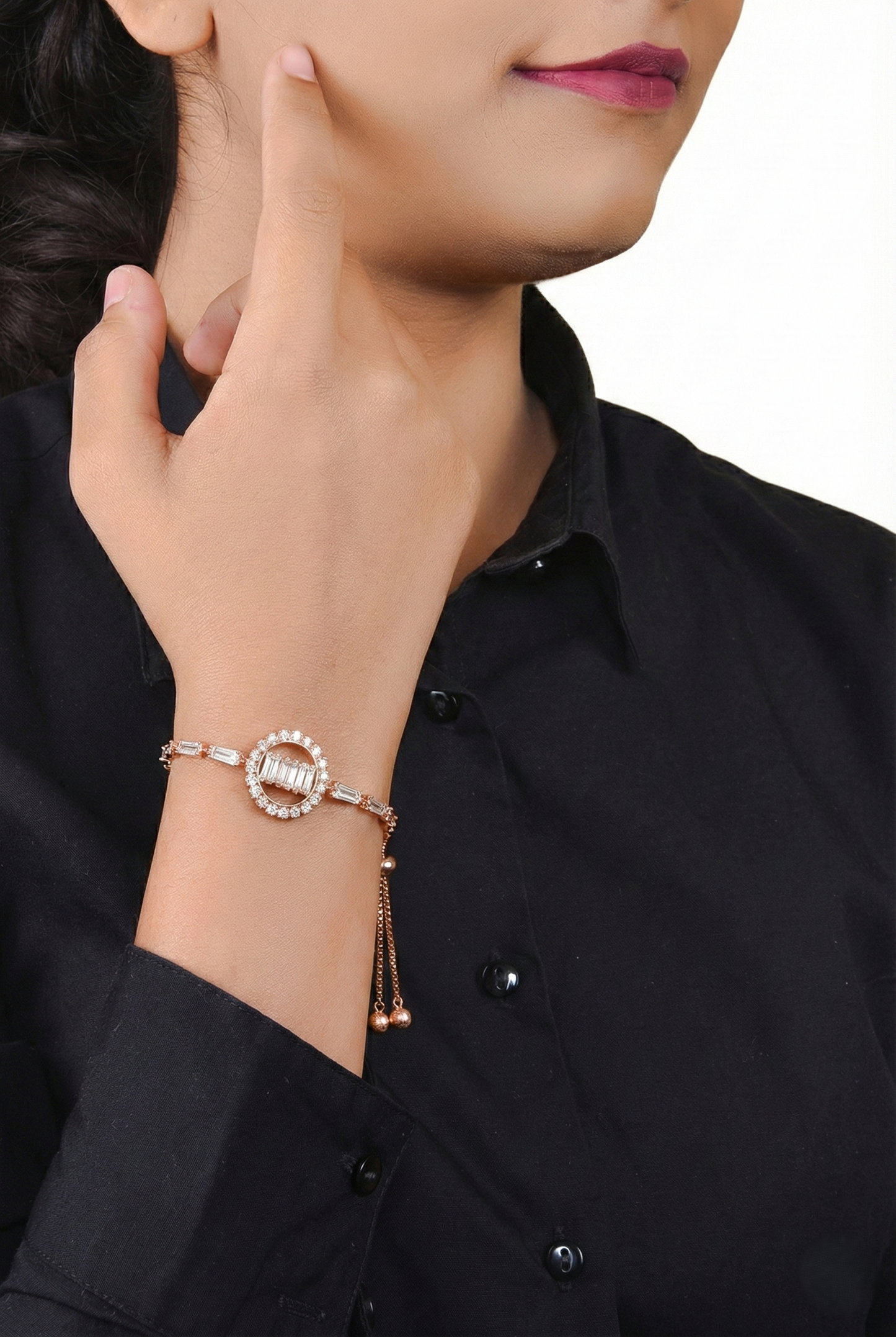 Rose Gold Circle-Bar Bracelet