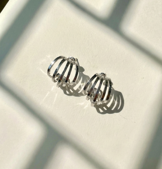 Silver Stack Hoops Earrings