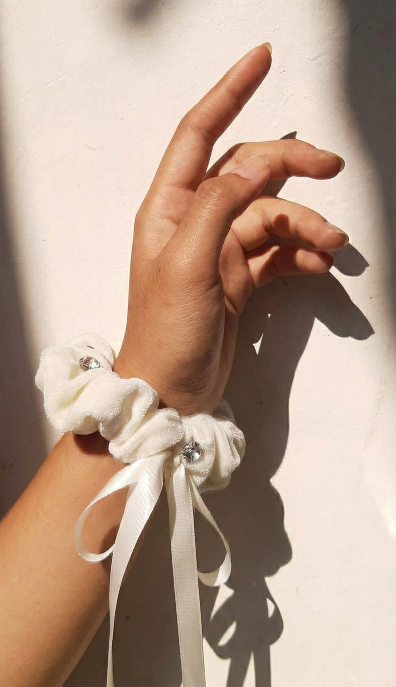 Crystal Velvet Ribbon Scrunchies