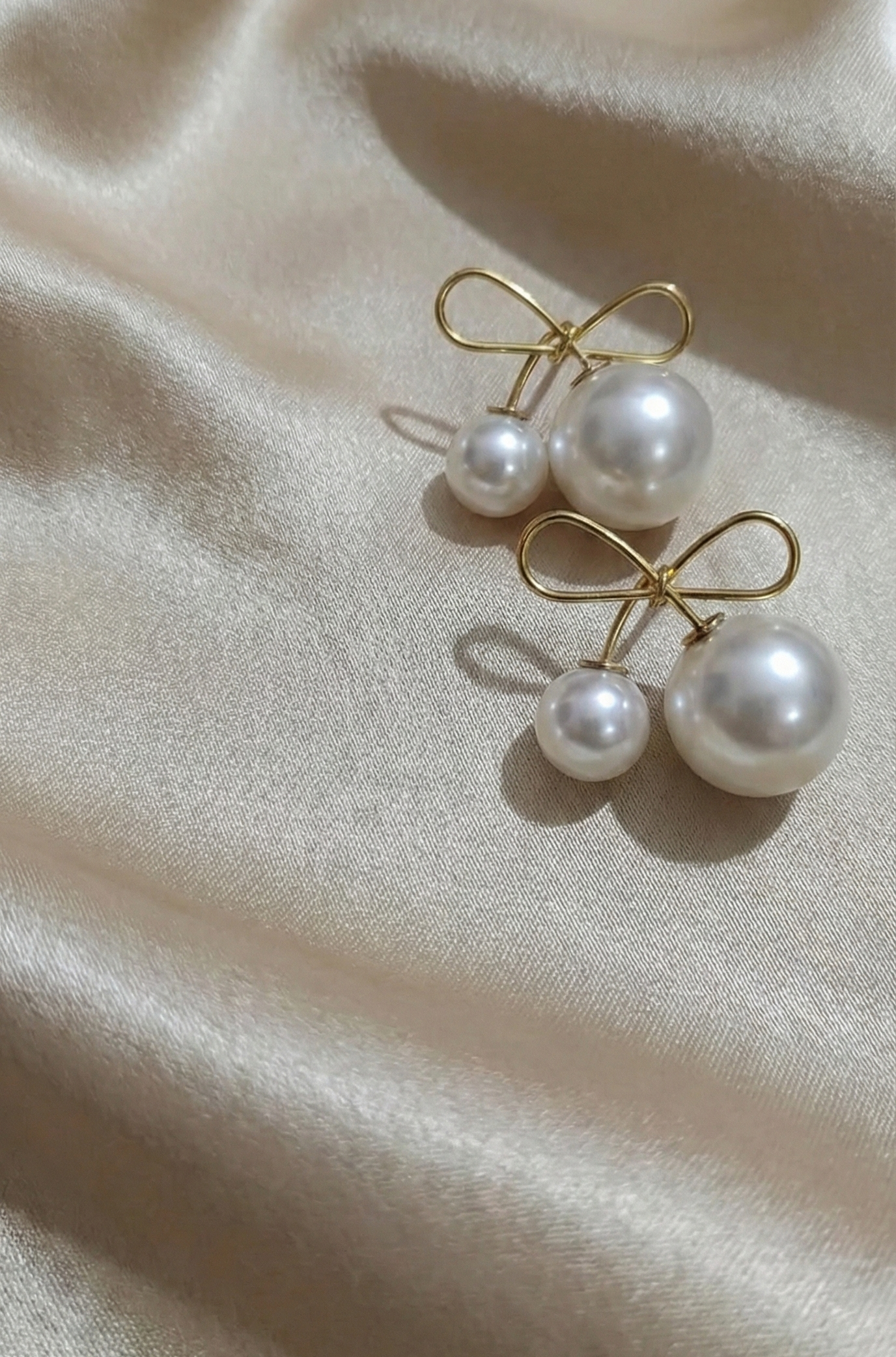 Cherry-Pearl Bow Studs