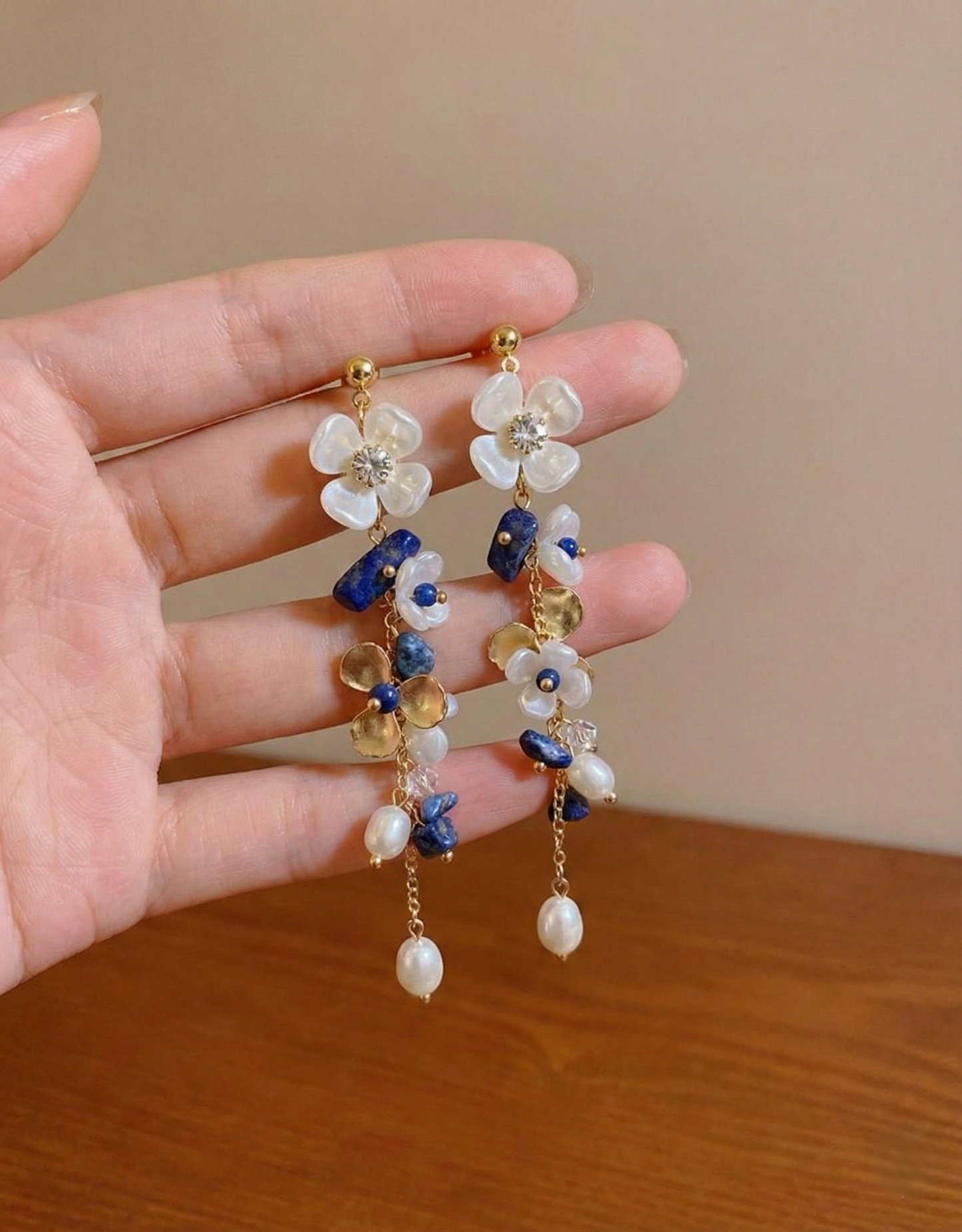 Golden Chain Bluebell Earrings