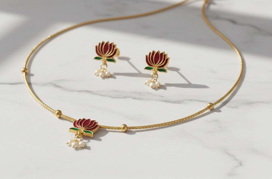 Royal Red Lotus Necklace set
