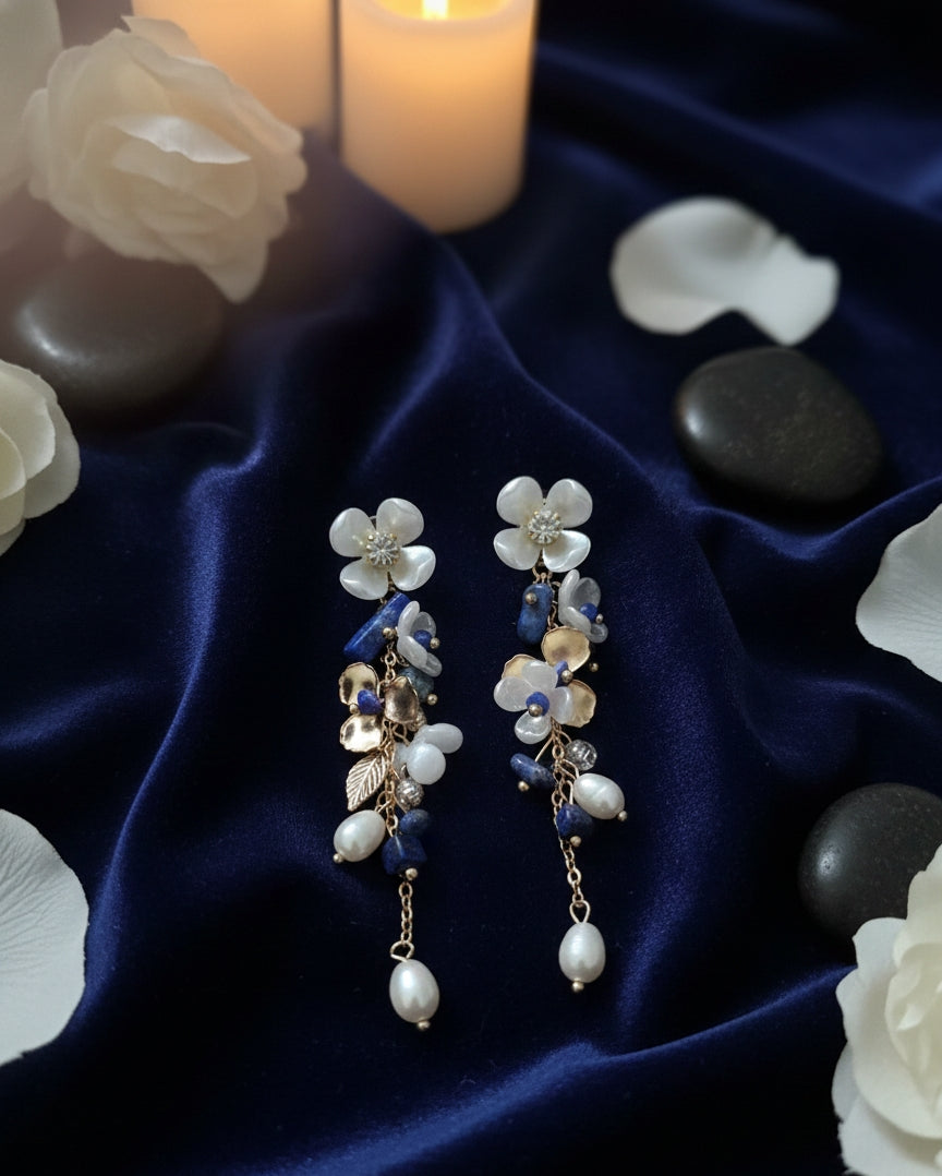 Golden Chain Bluebell Earrings