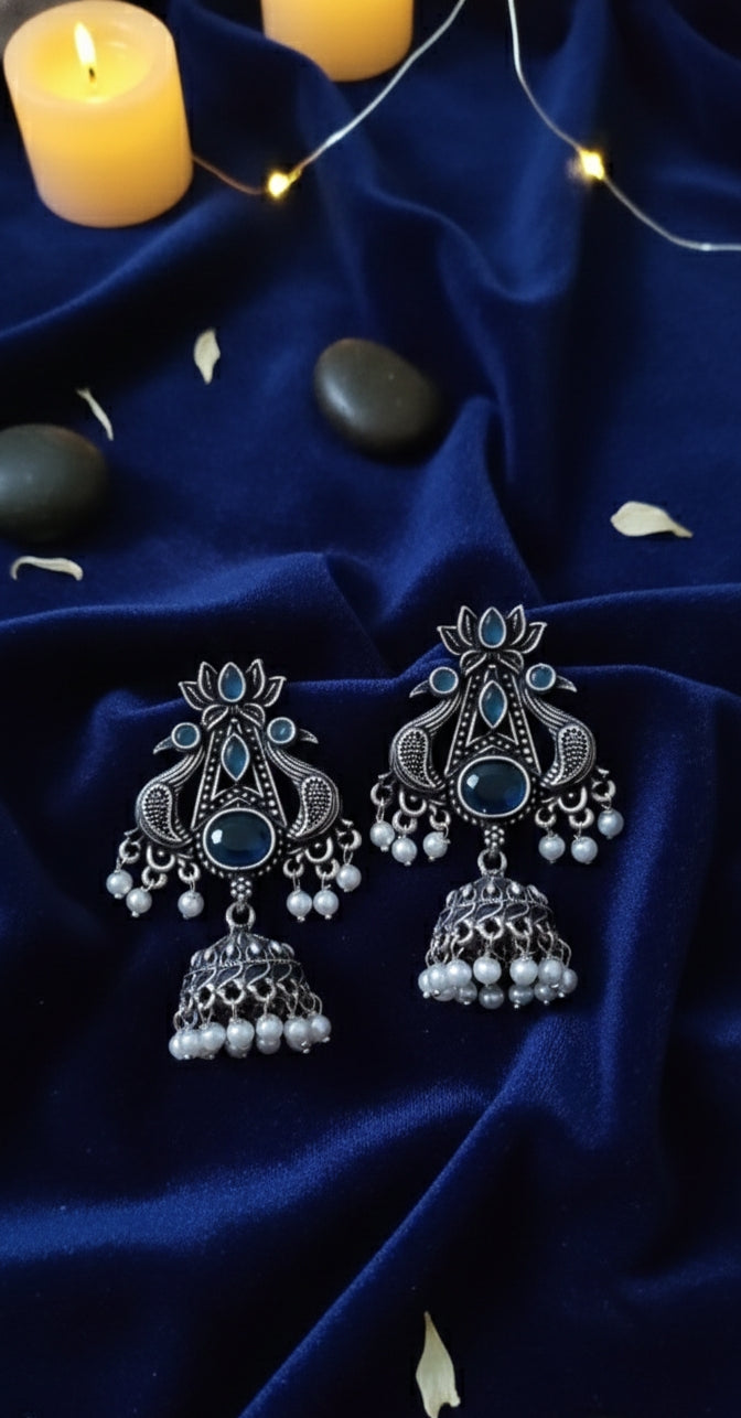Royal Azure Peacock Jhumkas