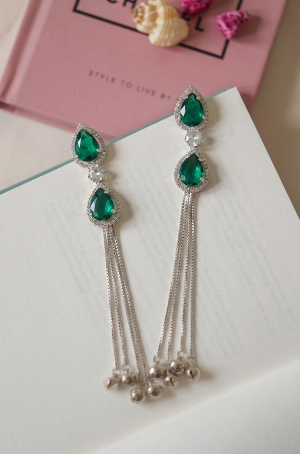 Emerald Cascade Kashmiri Earrings
