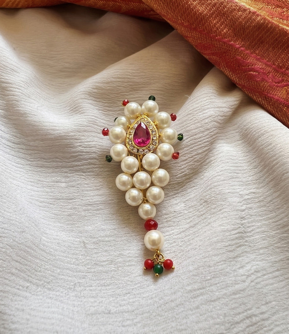 The Shahi Pearl Guchha Saree Brooch