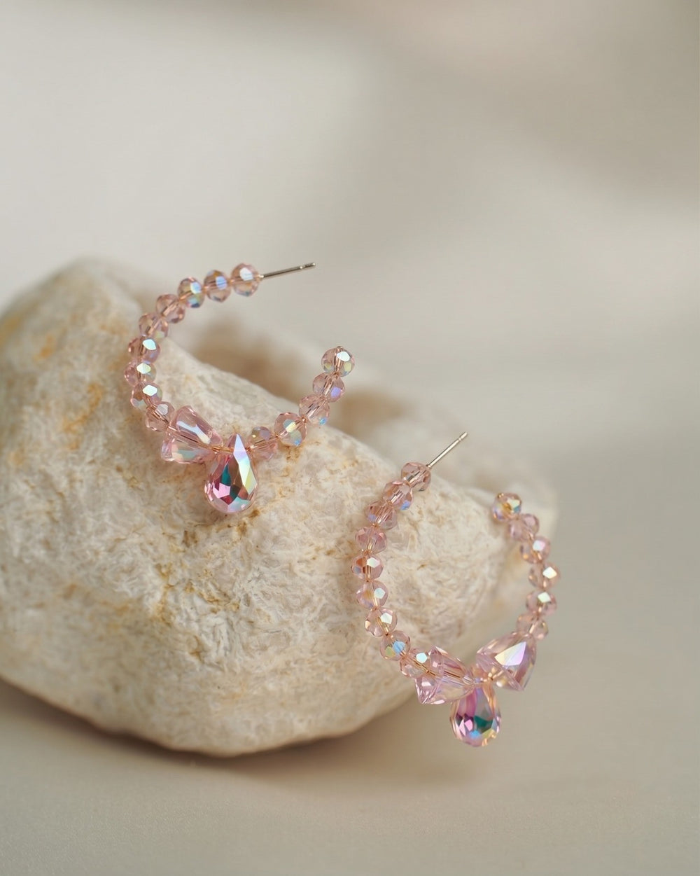 The Aurora Peach Teardrop Hoops