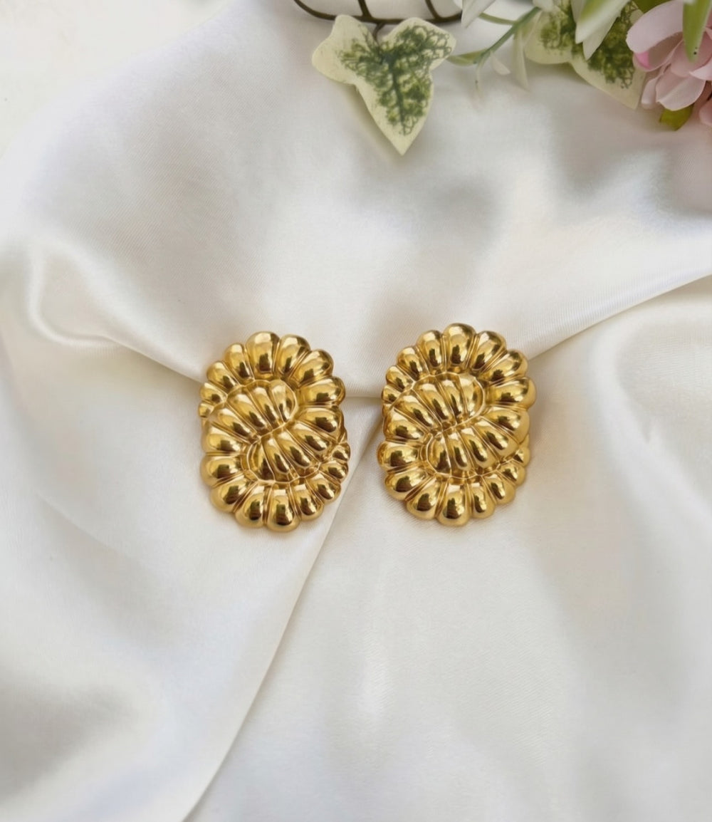 The Golden Sunburst Swirl Studs