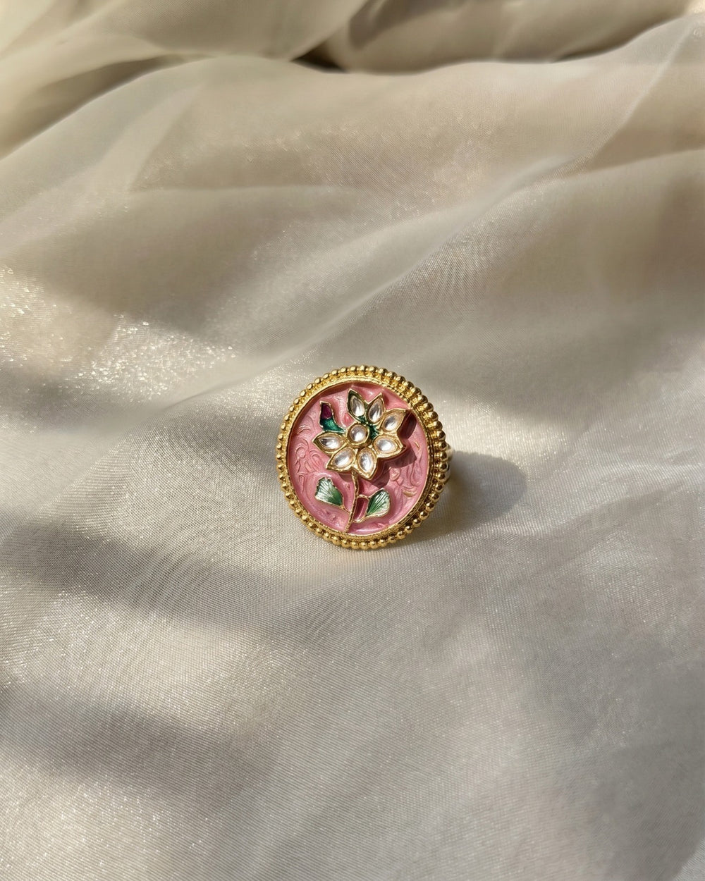 Noor Enamel Lotus Ring