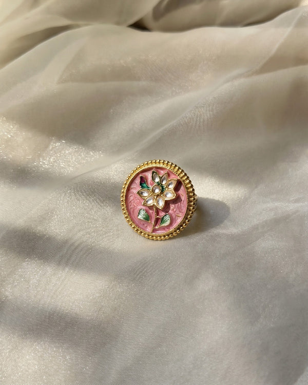Noor Enamel Lotus Ring