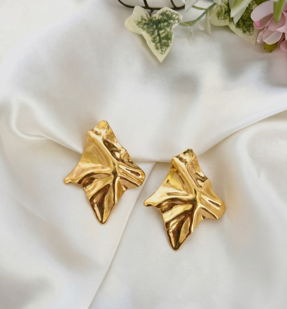 The Golden Origami Ripple Studs