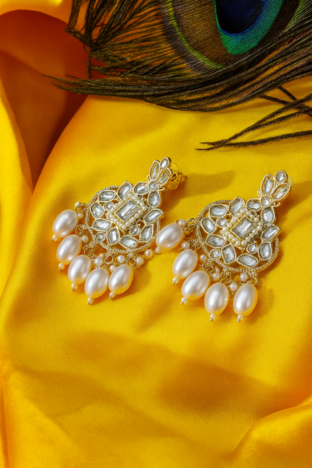 White Pearl Floral Drop Earrings