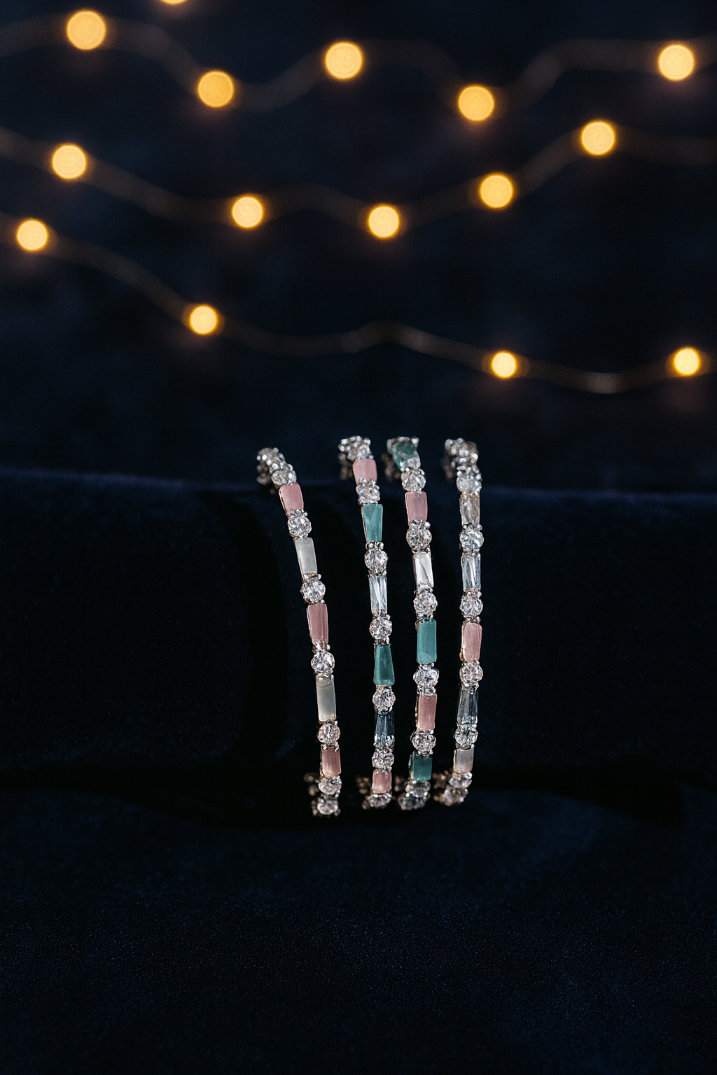 Silver Plated AD Pastel Bangles